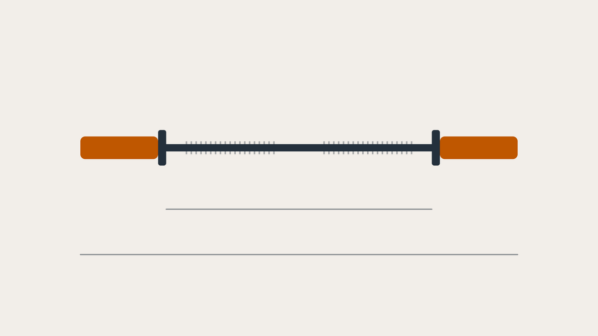Illustration of an Olympic barbell with sleeves and knurled grip