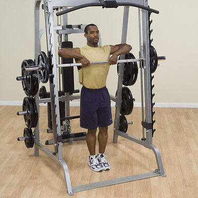 Body-Solid GS348QP4 Smith System + 500 lb Rubber Coated Weight Set