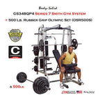 Body-Solid GS348QP4 Smith system with 500 lb rubber coated weight set