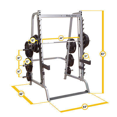 BodySolid GS348Q Series 7 Smith Machine with COLORED Rubber Grip Olympic Set
