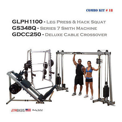 Body-Solid Set: GDCC250 Crossover | GLPH1100 Leg Press Hack Squat | GS348Q Smith