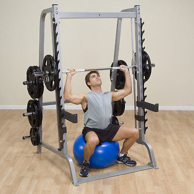 BodySolid GS348Q Series 7 Smith Machine with Rubber Grip Olympic Set