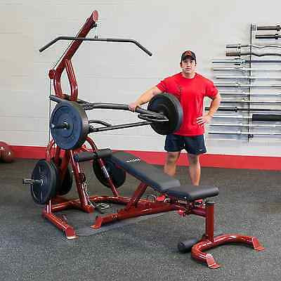 Body-Solid GLGS100P4 Corner Leverage Gym Pack + 355 lbs Rubber Grip Plates