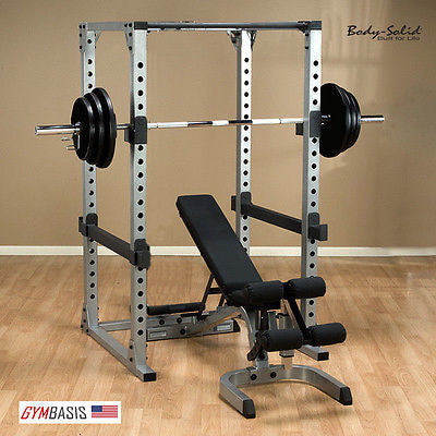 Body-Solid GPR378 Power Rack with GFID31 Bench, 300lb. Weight Set