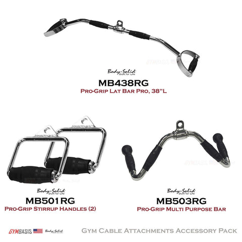 Body-Solid Pro-Grip Cable Bar Attachments Package MB438RG, MB501RG (x2), MB503RG