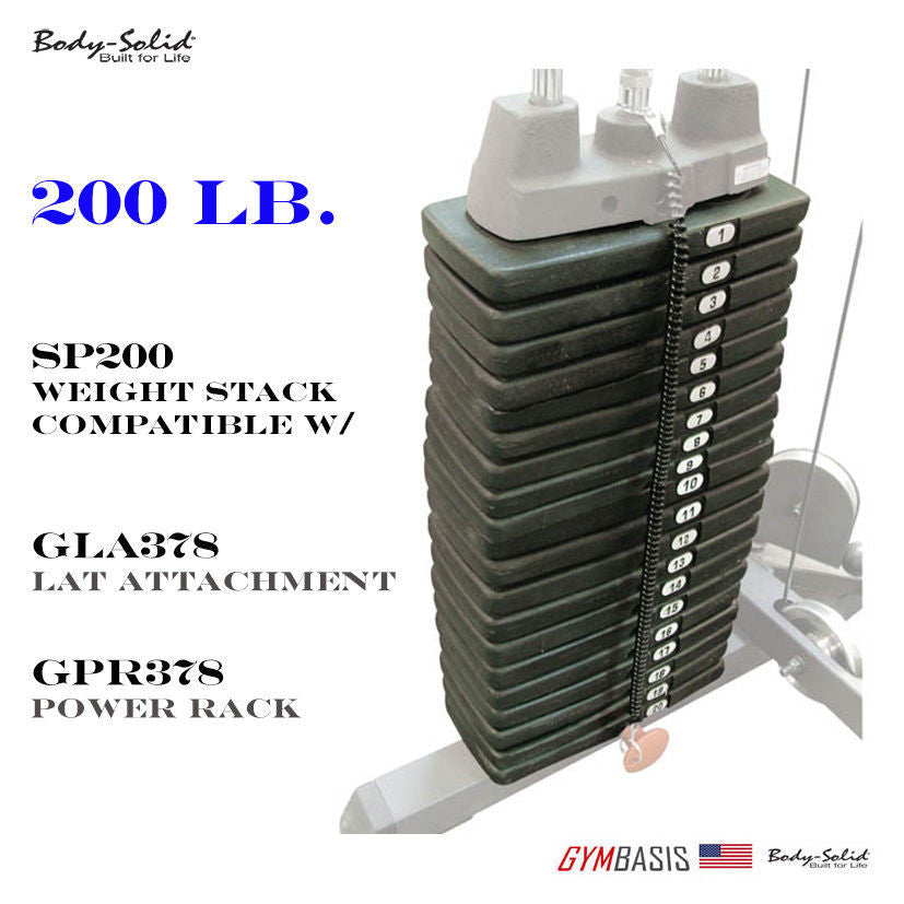 SP200 Body-Solid 200 lb Weight Stack Option for GLA378 Lat Attachment