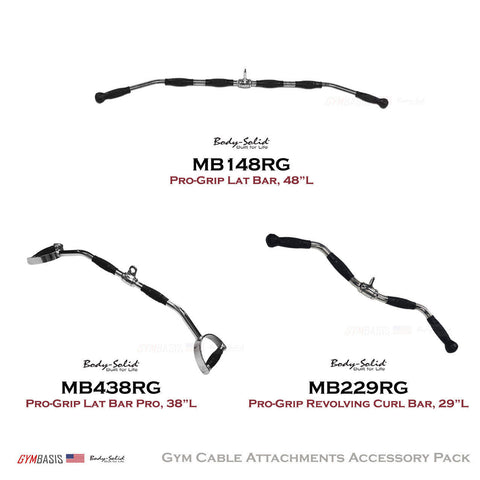Body-Solid Pro-Grip Cable Bar Attachments Package MB148RG, MB438RG, MB229RG