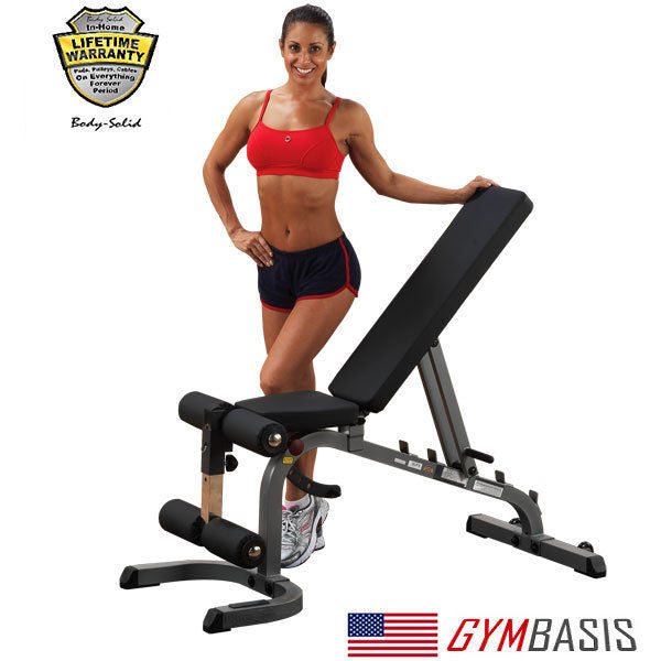 Body Solid GFID31 FID Bench + PPR200 Power Rack + 200 Lb. Weight Olympic Set