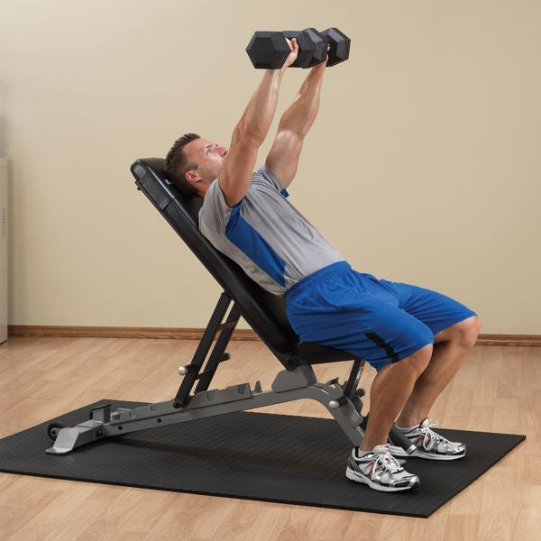 Body-Solid SDIB370 Olympic Bench Rack + 300 lb Rubber Coated Weight Set