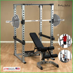 Body-Solid GPR378 Power Rack with GFID31 bench, dip and lat attachments
