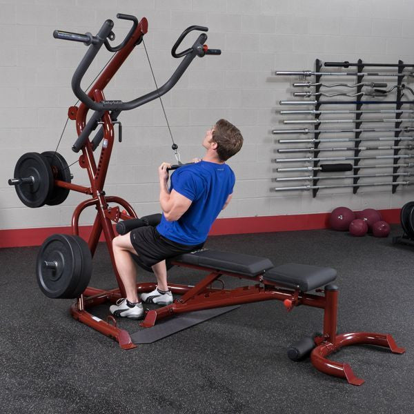 Body-Solid GLGS100P4 Corner Leverage Gym Pack + 255 lbs Rubber Grip Plates
