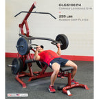 Body-Solid GLGS100P4 corner leverage gym with 255 lb rubber grip plates