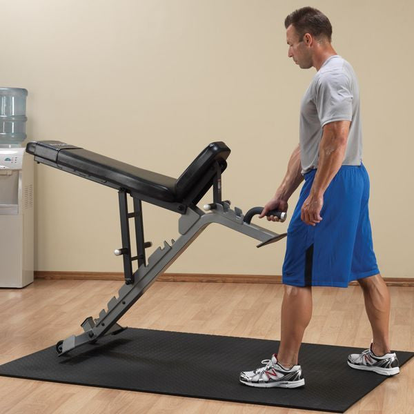 Body-Solid GS348Q Smith Machine w/ SFID325 Bench & 255 lb Rubber Olympic Set