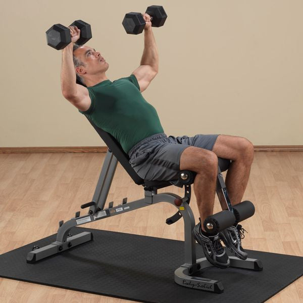 Body Solid GFID31 FID Bench + PPR200 Power Rack + 200 Lb. Weight Olympic Set