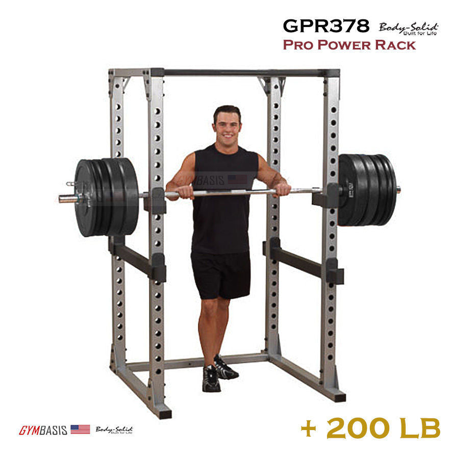 Body-Solid GPR378 Pro Power Rack with 200 lb Olympic weight set