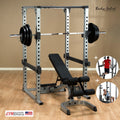 Body-Solid GPR378 Power Rack with bench, dip and lat attachments and 300 lb weight set