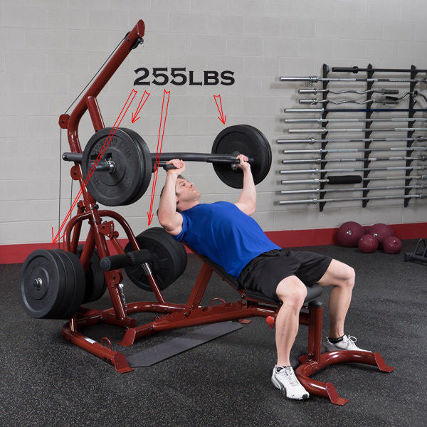 Body-Solid GLGS100P4 Corner Leverage Gym Pack + 255 lbs Rubber Grip Plates