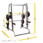 Body-Solid GS348Q Smith Machine w/ SFID325 Bench & 255 lb Rubber Olympic Set