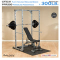 Body-Solid GFID31 bench and PPR200 power rack with 300 lb Olympic set