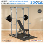 Body-Solid GFID31 bench and PPR200 power rack with 300 lb Olympic set