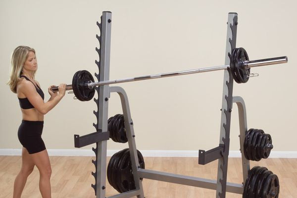 Body-Solid SDIB370 Olympic Bench Rack + 300 lb Rubber Coated Weight Set