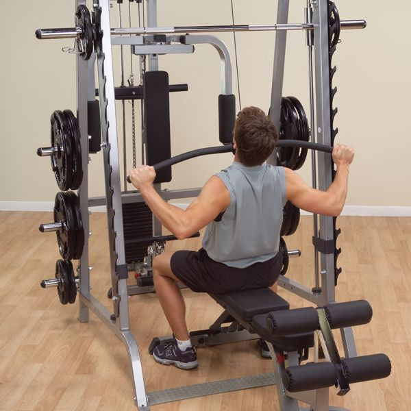 Body-Solid Series 7 Smith Complete Gym Package - GS348QP4 - with Black Grip Rubber Weight Set