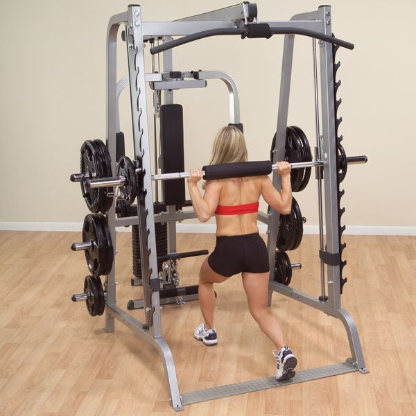 Body-Solid Series 7 Smith Complete Gym Package - GS348QP4 - with Black Grip Rubber Weight Set