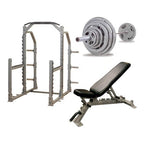 Body-Solid Pro multi squat rack with FID bench and 300 lb Olympic set