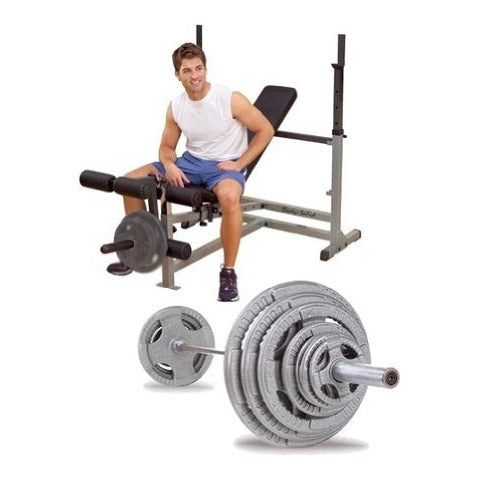 Body-Solid Olympic Bench With Leg Developer And 300 lb Olympic Set