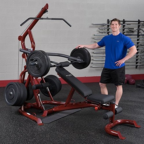 Body-Solid GLGS100P4 Corner Leverage Package with Bench and Rubber Grip Plates