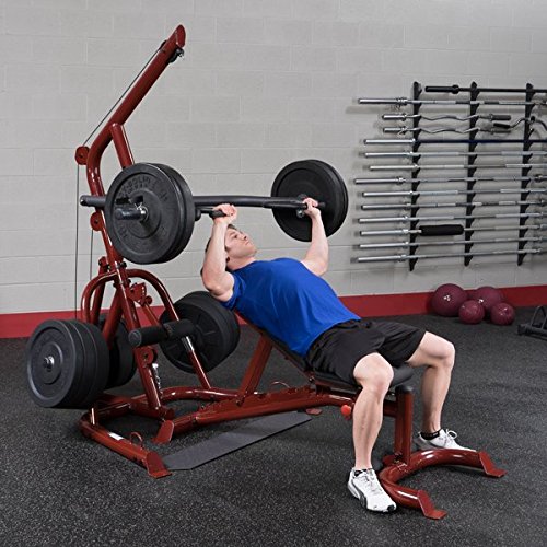 Body-Solid GLGS100P4 Corner Leverage Package with Bench and Rubber Grip Plates