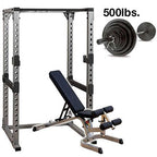 Body-Solid GPR378 power rack with GFID71 bench and 500 lb weight set