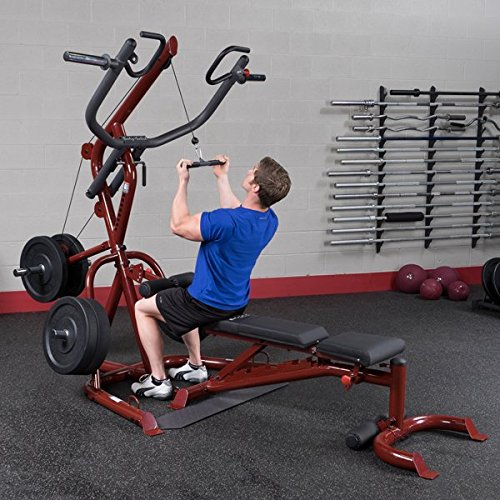 Body-Solid GLGS100P4 Corner Leverage Package with Bench and Rubber Grip Plates