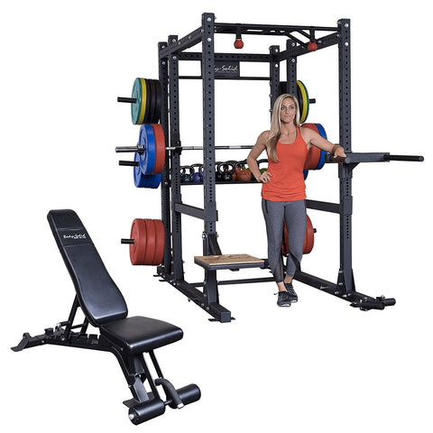 Body-Solid Power Rack SPR1000 and the rear Rack Extension with SFID425 Package - SPR1000BackP5