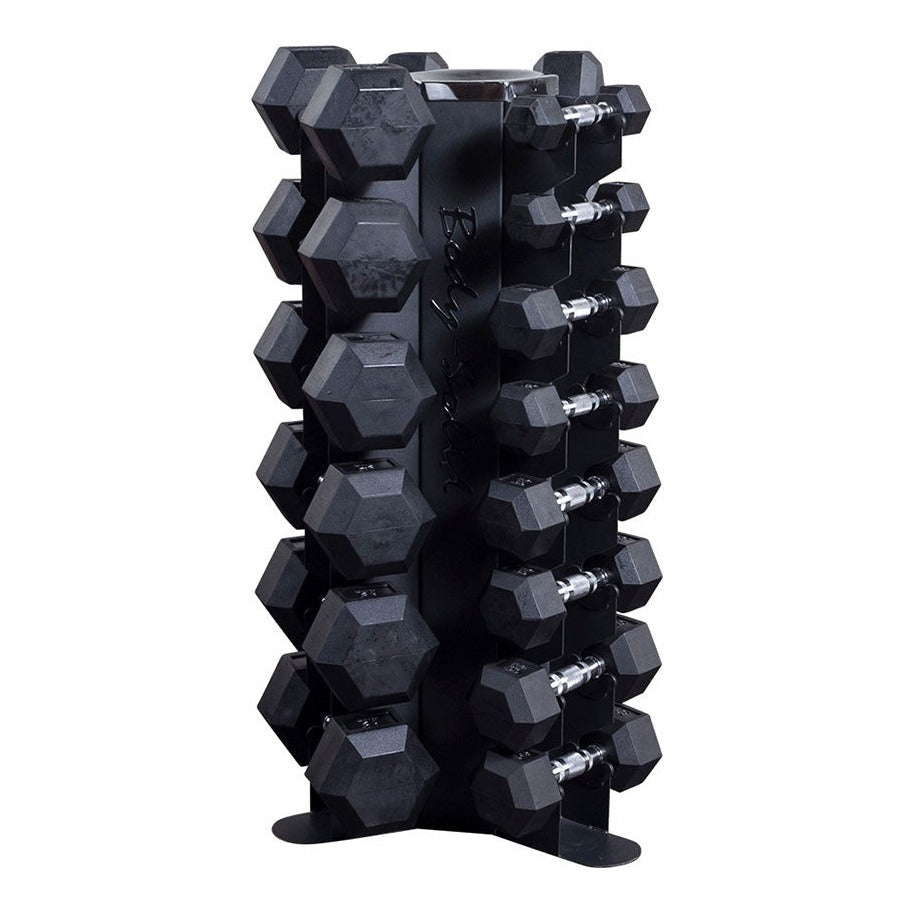 Body-Solid Rubber Hex Dumbbell Set 5-50 lb with Vertical Rack - photo 3