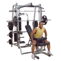 Body-Solid Series 7 Smith complete gym package GS348QP4 with black grip rubber weight set