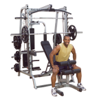 Body-Solid Series 7 Smith complete gym package GS348QP4 with black grip rubber weight set