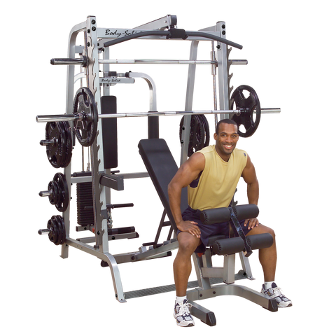 Body-Solid Series 7 Smith Complete Gym Package - GS348QP4 - with Black Grip Rubber Weight Set
