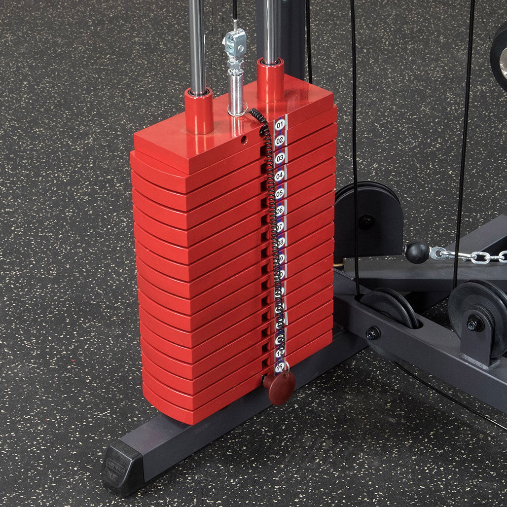 Body-Solid HP150 Premium Red Steel Weight Stack 150 lb, 15 x 10 lb Plates and Top Plate, view 3