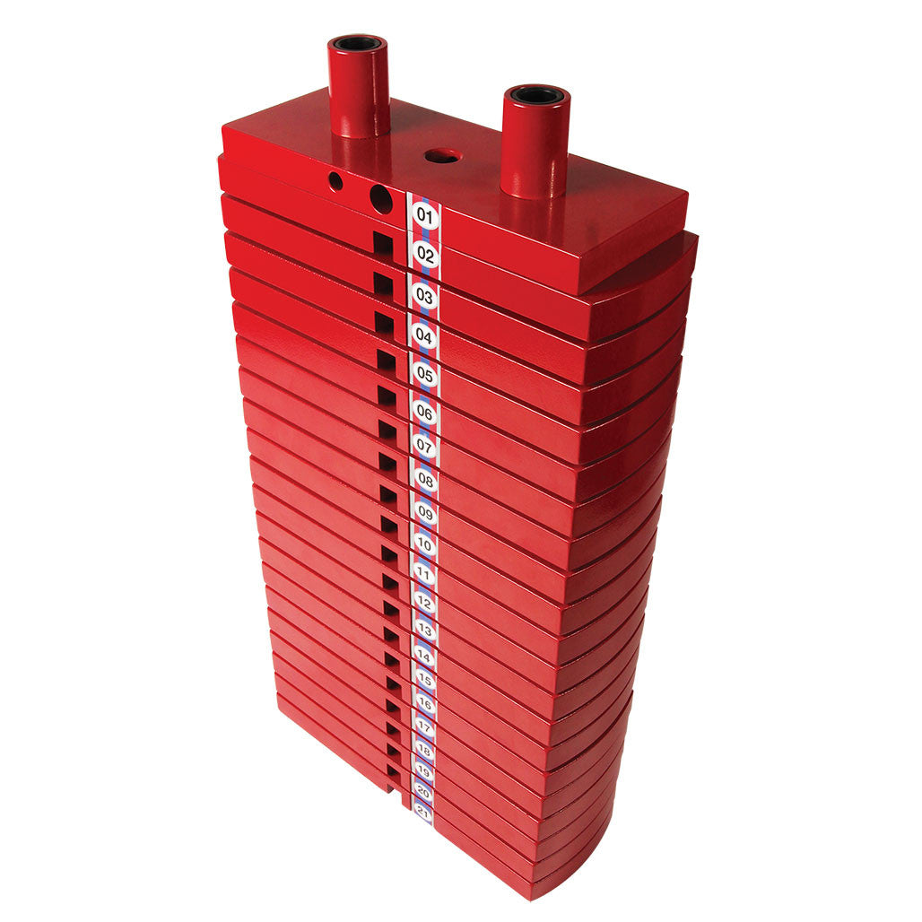Body-Solid HP200 Premium Red Steel Weight Stack 200 lb, 20 x 10 lb Plates and Top Plate
