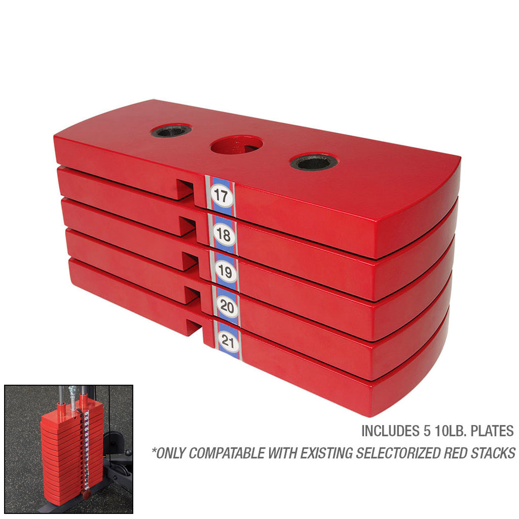 Body-Solid HP50 Premium Red Steel Weight Stack 50 lb, 5 x 10 lb Plates, view 2
