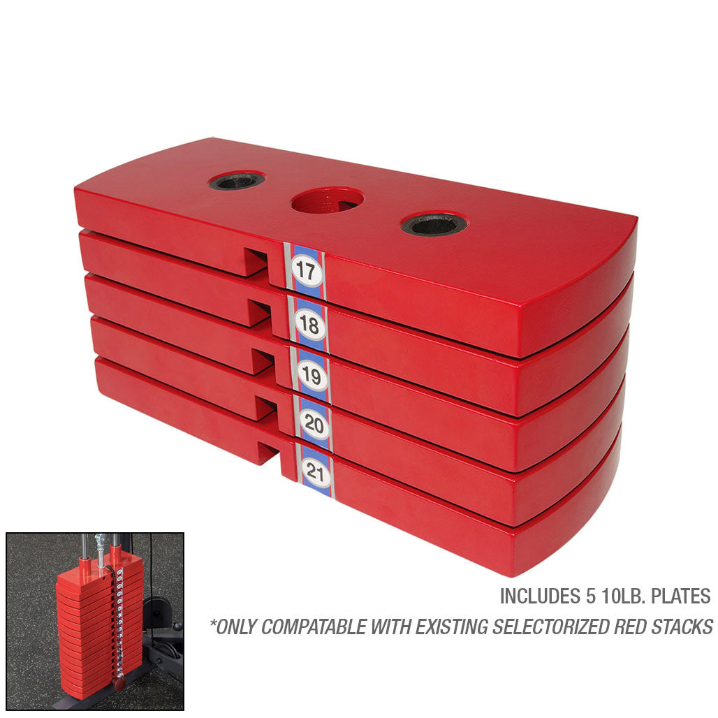 Body-Solid HP50 Premium Red Steel Weight Stack 50 lb, 5 x 10 lb Plates, view 2