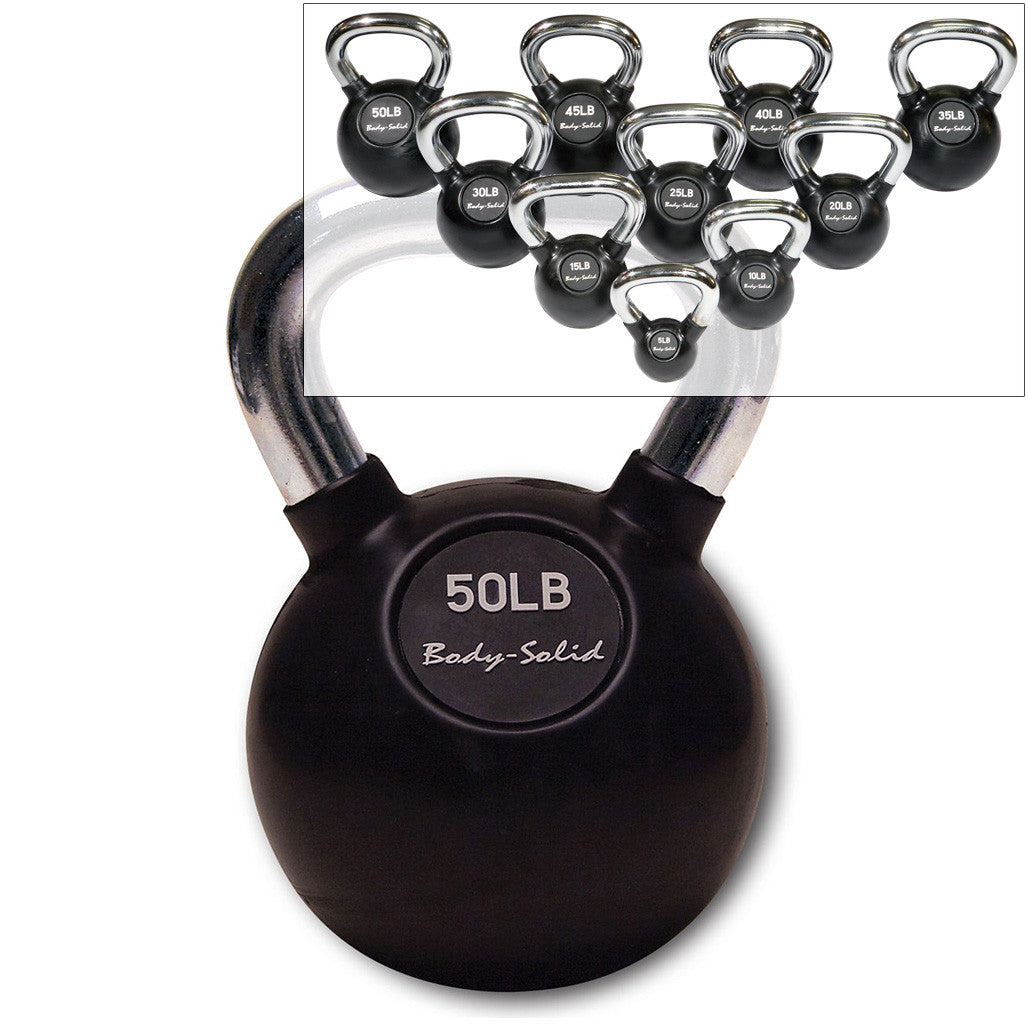 Body-Solid KBZ50 Chrome, Rubber Kettlebell 50lb, view 2