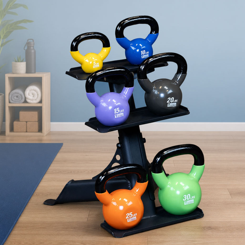 Body-Solid KBVS105Pack Vinyl Coated Kettle Bells Set One Each 5,10,15,20,25,30, w GDKR50B, view 2