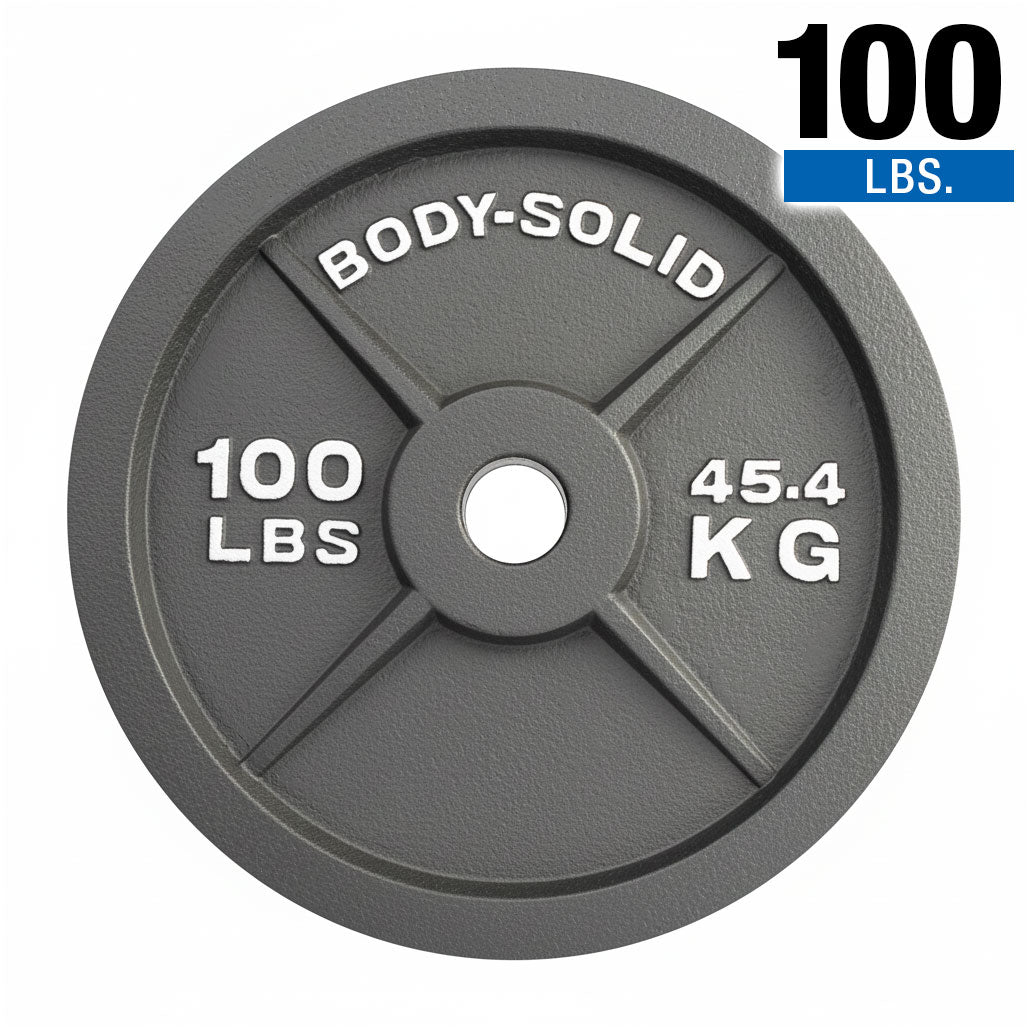 Body-Solid OPB100 Black Cast Oly Plate 100lb, view 3