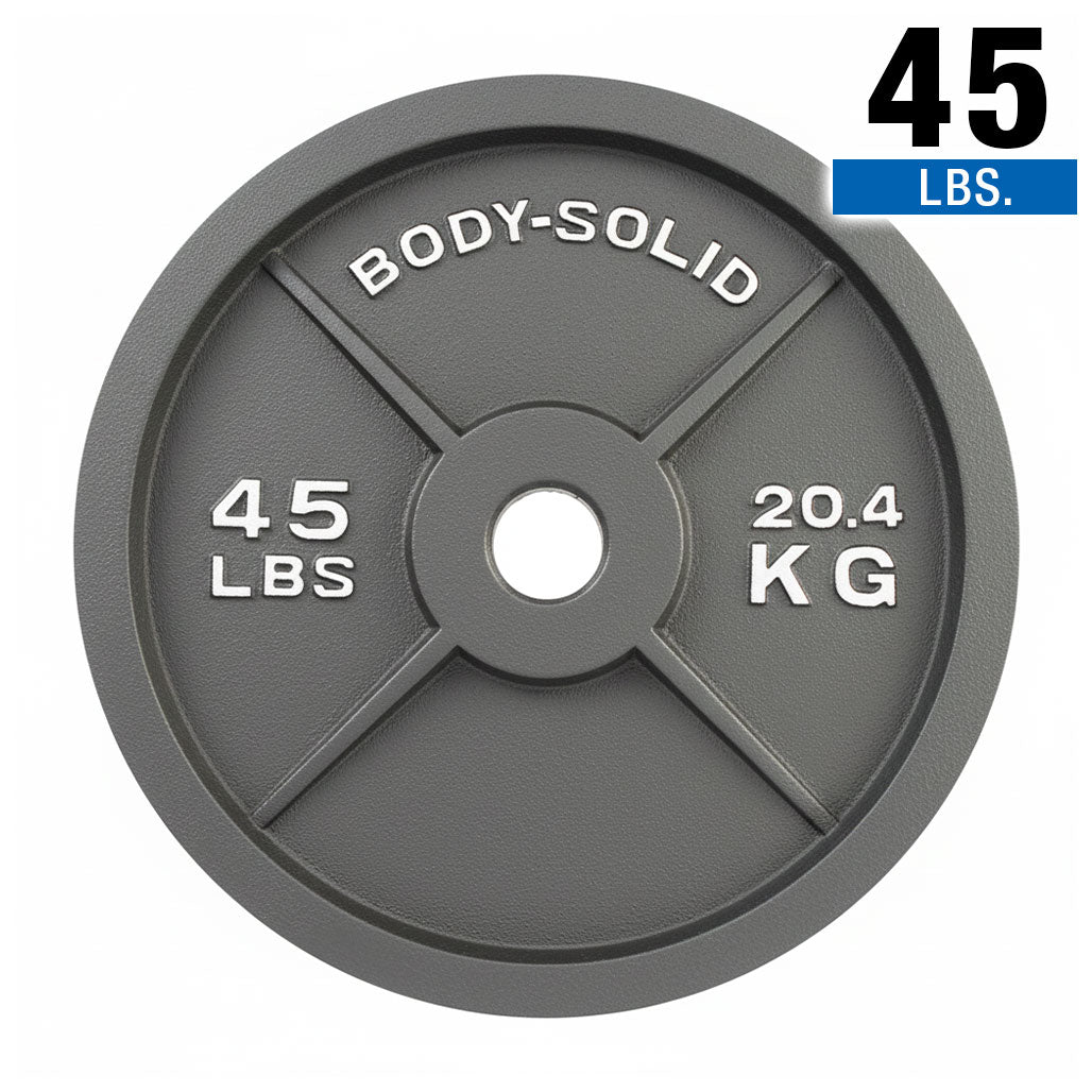 Body-Solid OPB45 Black Cast Olympic Plate 45 lb (Pair), view 3