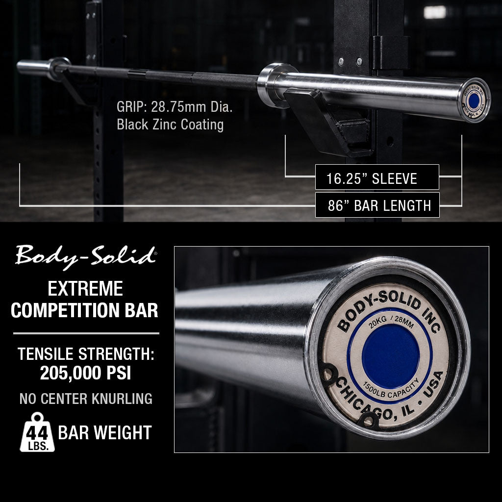 Body-Solid OB86EXT Oly Bar, 7 feet, 28mm, Chicago Extreme 44lbs