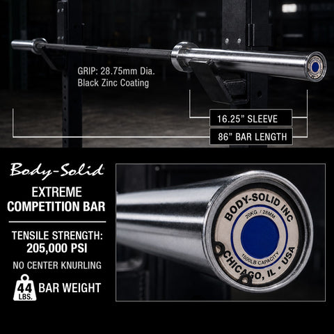 Body-Solid OB86EXT Oly Bar, 7 feet, 28mm, Chicago Extreme 44lbs