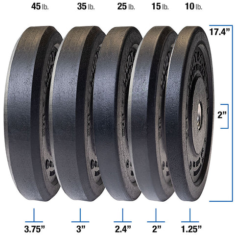 Body-Solid OBPH15 15 lb Black Bumper Plates 17.375", Full Commercial Made in USA