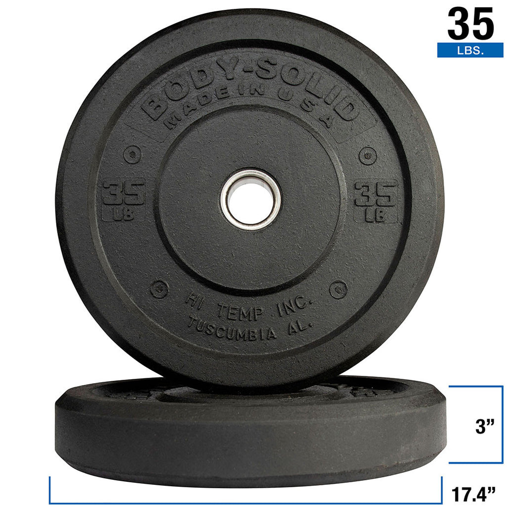 Body-Solid OBPH35 35 lb Black Bumper Plates 17.375", Full Commercial Made in USA, view 2
